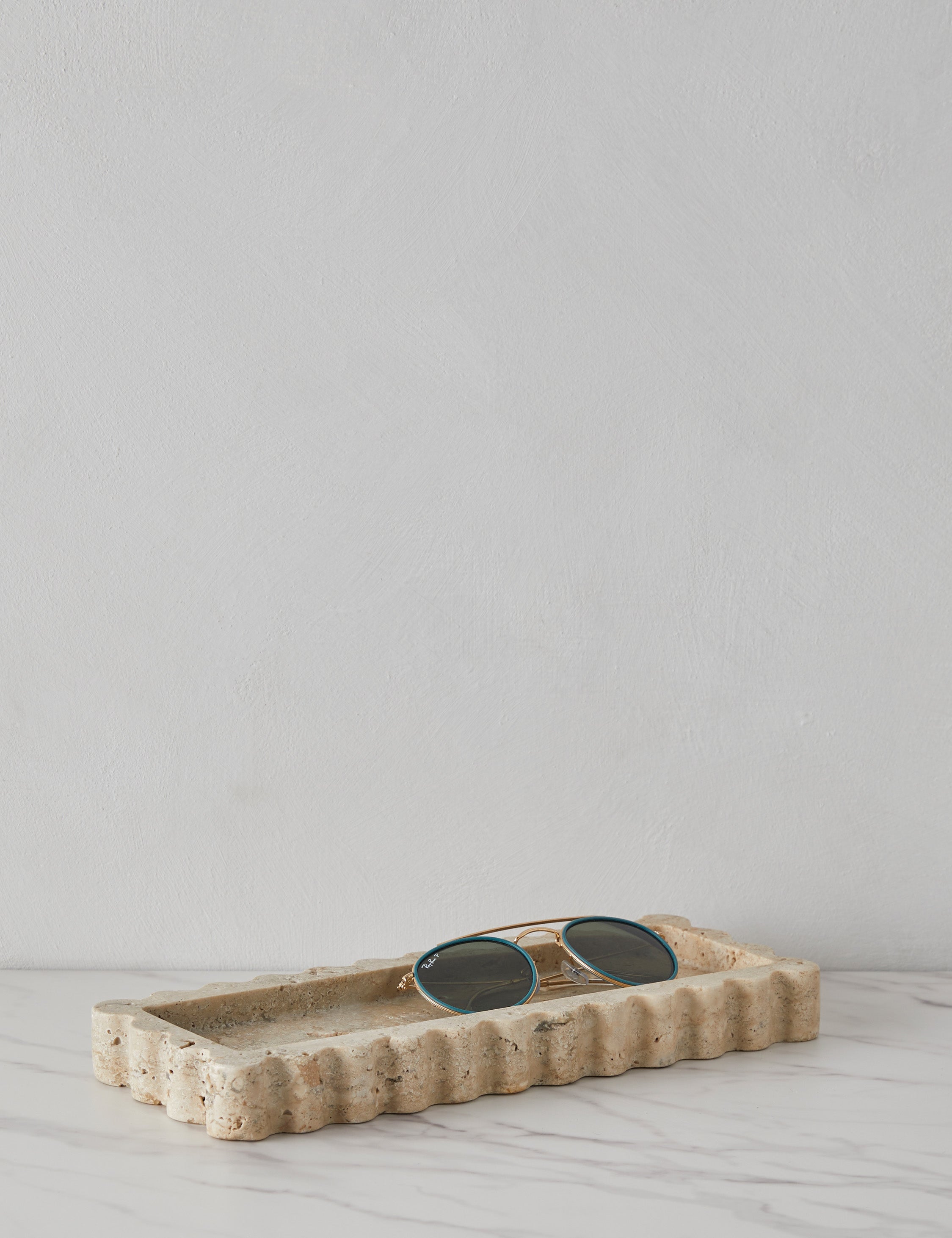Sculptural Scalloped Stone Tray - CherryGoldMarble - Image 6