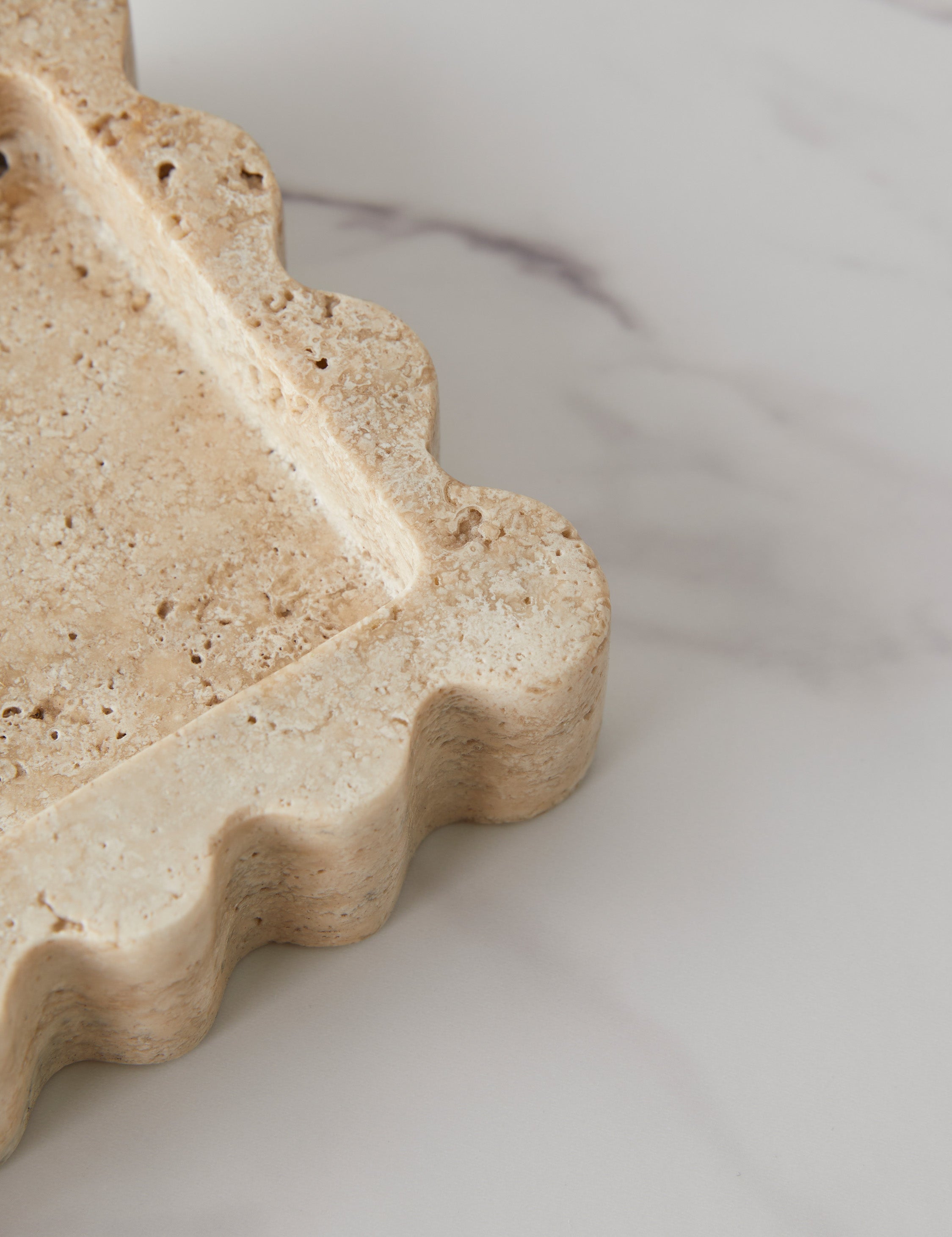 Sculptural Scalloped Stone Tray - CherryGoldMarble - Image 8